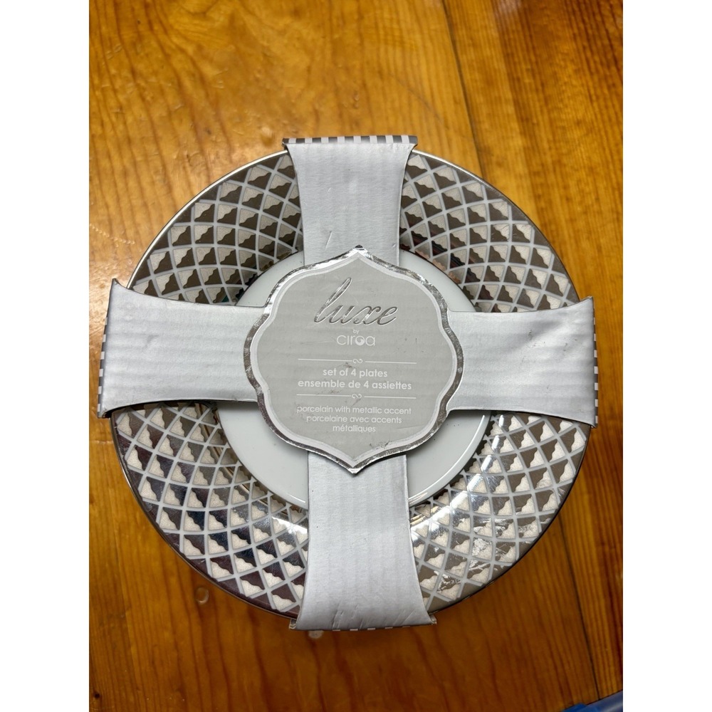 Luxe By Ciro Set Of 4 Plates Porcelain With Metallic Accents
